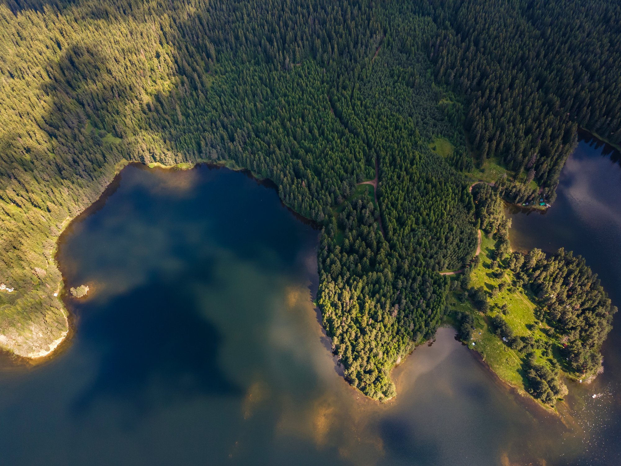 Aerial view of Shiroka polyana Reservoir, Bulgaria